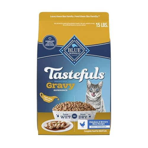 Blue Buffalo Tastefuls Irresistible Gravy Experience Adult Indoor Cat Dry Food, Chicken & Brown Rice Recipe, 15-lb. Bag