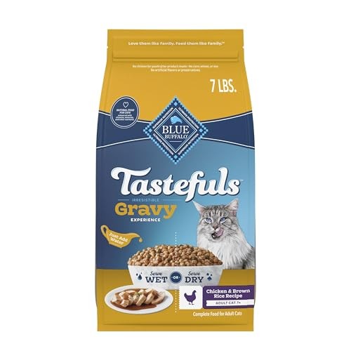 Blue Buffalo Tastefuls Irresistible Gravy Experience Adult Cat 7+ Dry Food, Chicken & Brown Rice Recipe, 7-lb. Bag