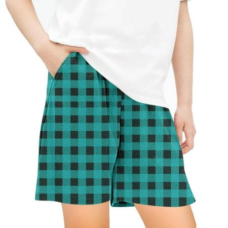 Ovbmpzd Blue Baby Shorts Wide Leg High Rise Buffalo Print Running Pockets Shorts Girls Pants 9 Years