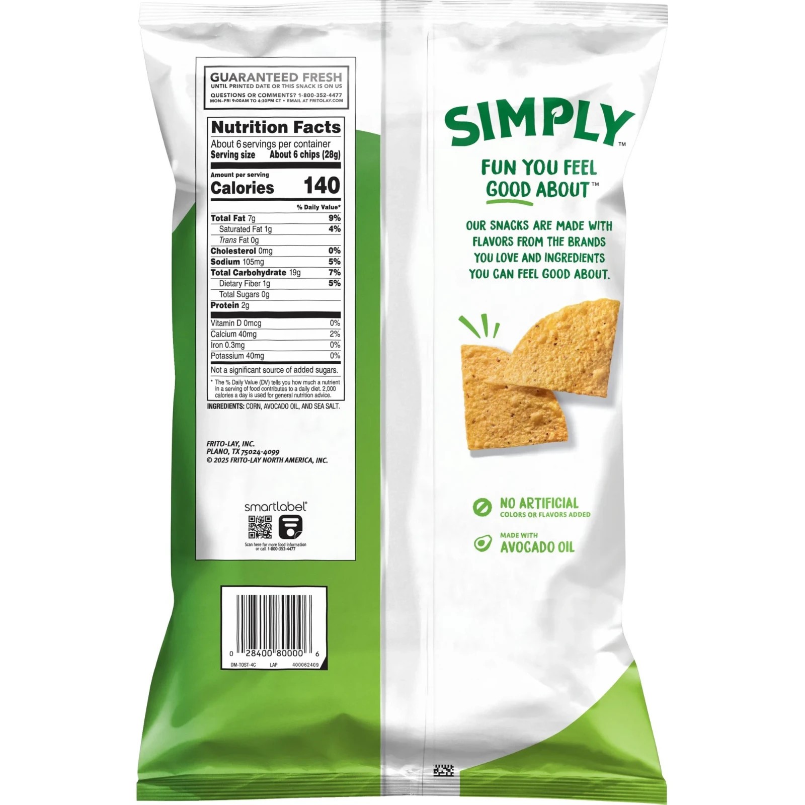 Simply Tostitos Tortilla Chips Sea Salt and Avocado Oil - 5.5oz thumbnail
