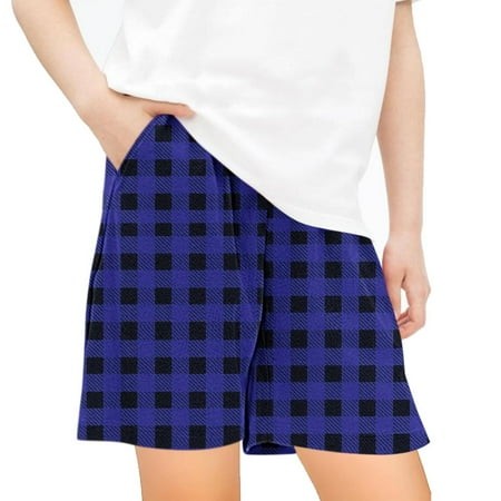 Ovbmpzd Boy Shorts Blue High Rise Wide Leg Buffalo Print Pockets Running Shorts Toddler Pants 9 Years
