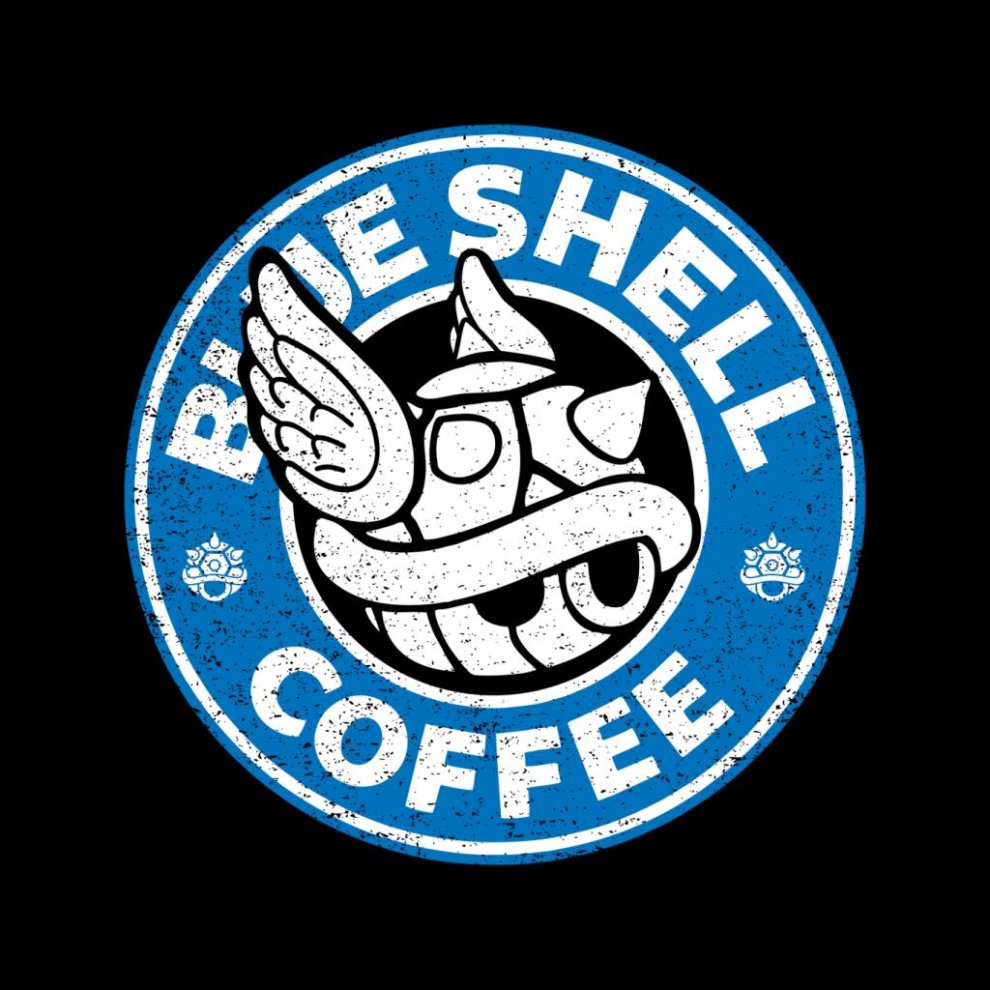 (X-Large (12-13 Yrs), Black) Blue Shell Coffee Starbucks Logo Parody Kid's Hooded Sweatshirt thumbnail