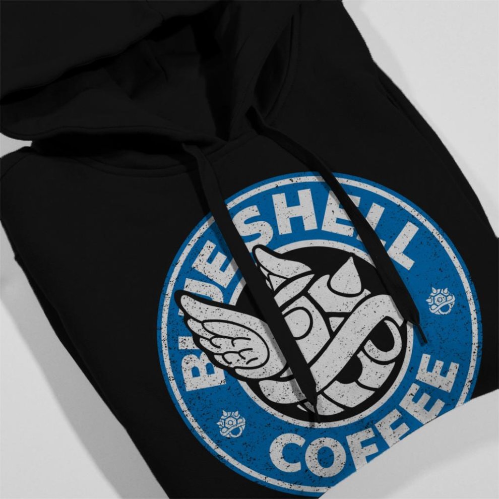 (X-Large (12-13 Yrs), Black) Blue Shell Coffee Starbucks Logo Parody Kid's Hooded Sweatshirt thumbnail