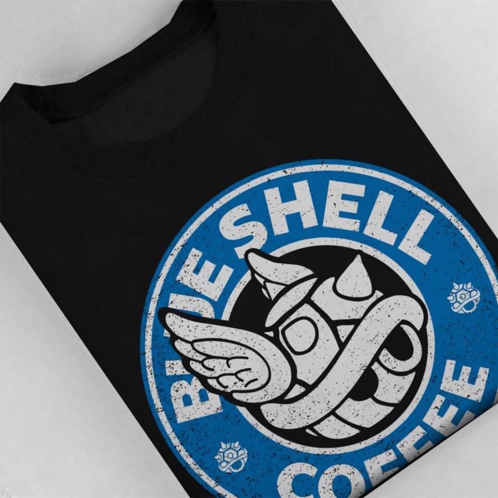 (X-Large (12-13 Yrs), Black) Blue Shell Coffee Starbucks Logo Parody Kid's Sweatshirt thumbnail