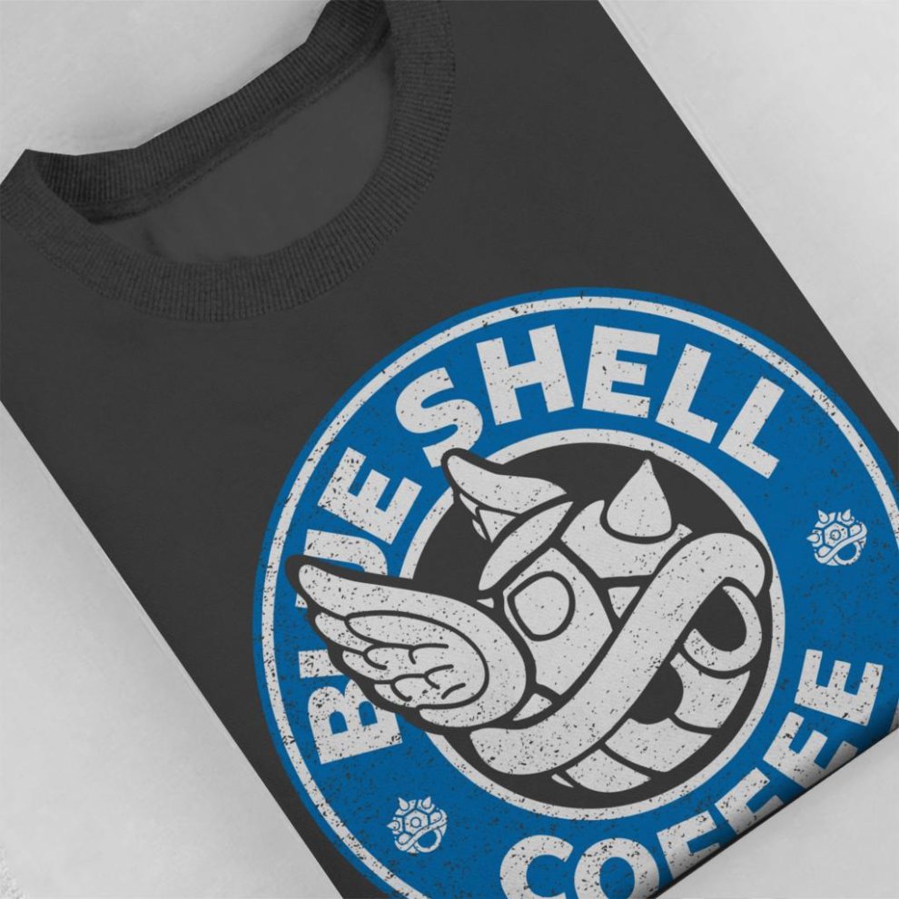 (X-Large (12-13 Yrs), Charcoal) Blue Shell Coffee Starbucks Logo Parody Kid's Sweatshirt thumbnail