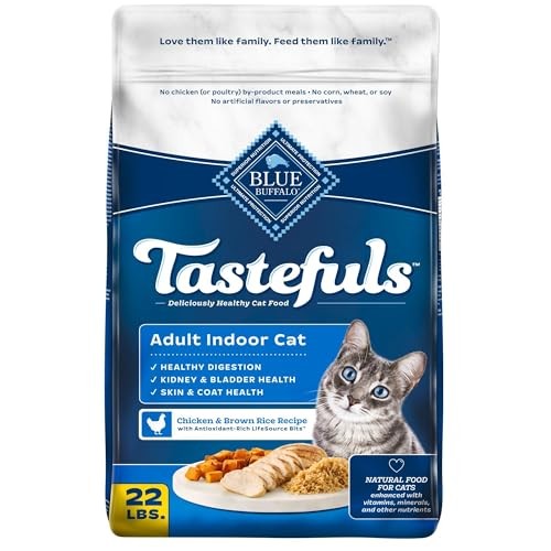 Blue Buffalo Tastefuls Adult Dry Cat Food Indoor Formula  Chicken & Brown Rice Recipe  22-lb Bag
