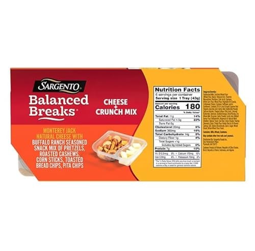 Sargento Balanced Breaks Cheese + Crunch Mix Packs, Monterey Jack Cheese, Buffalo Ranch Snack Mix, 6 Ct thumbnail