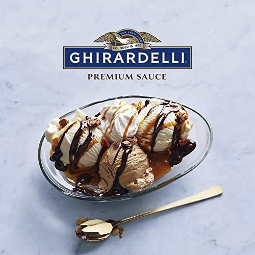 Ghirardelli Sea Salt Caramel Premium Sauce 16 Oz Squeeze Bottle (Pack of 2) with Ghirardelli Stamped Barista Spoon thumbnail