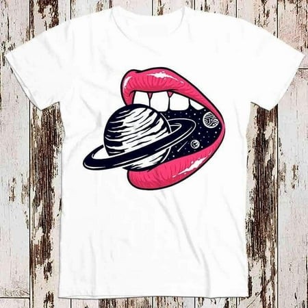 Saturn Lips Biting the Universe Jupiter Art Super Cool Best Gift Top Tee T Shirt 8835