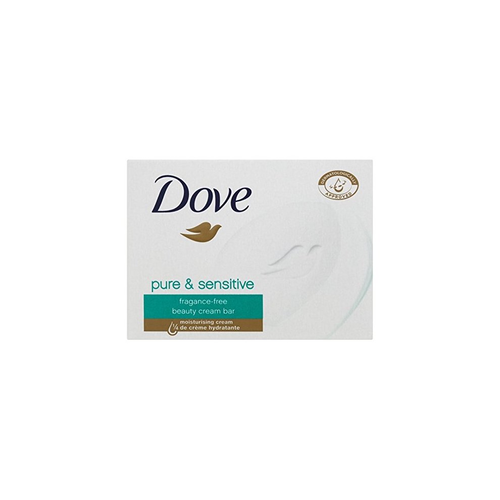 Dove Sensitive Skin Beauty Bar Unscented, 100 G / 3.5 Oz (pack of 12)