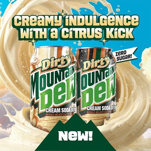 Mountain Dew Zero Sugar Soda Pop, Dirty Mountain Dew, Cream Soda Dew, 12 Fl Oz Cans, (12 Pack), Zero Calories, Zero Sugar thumbnail