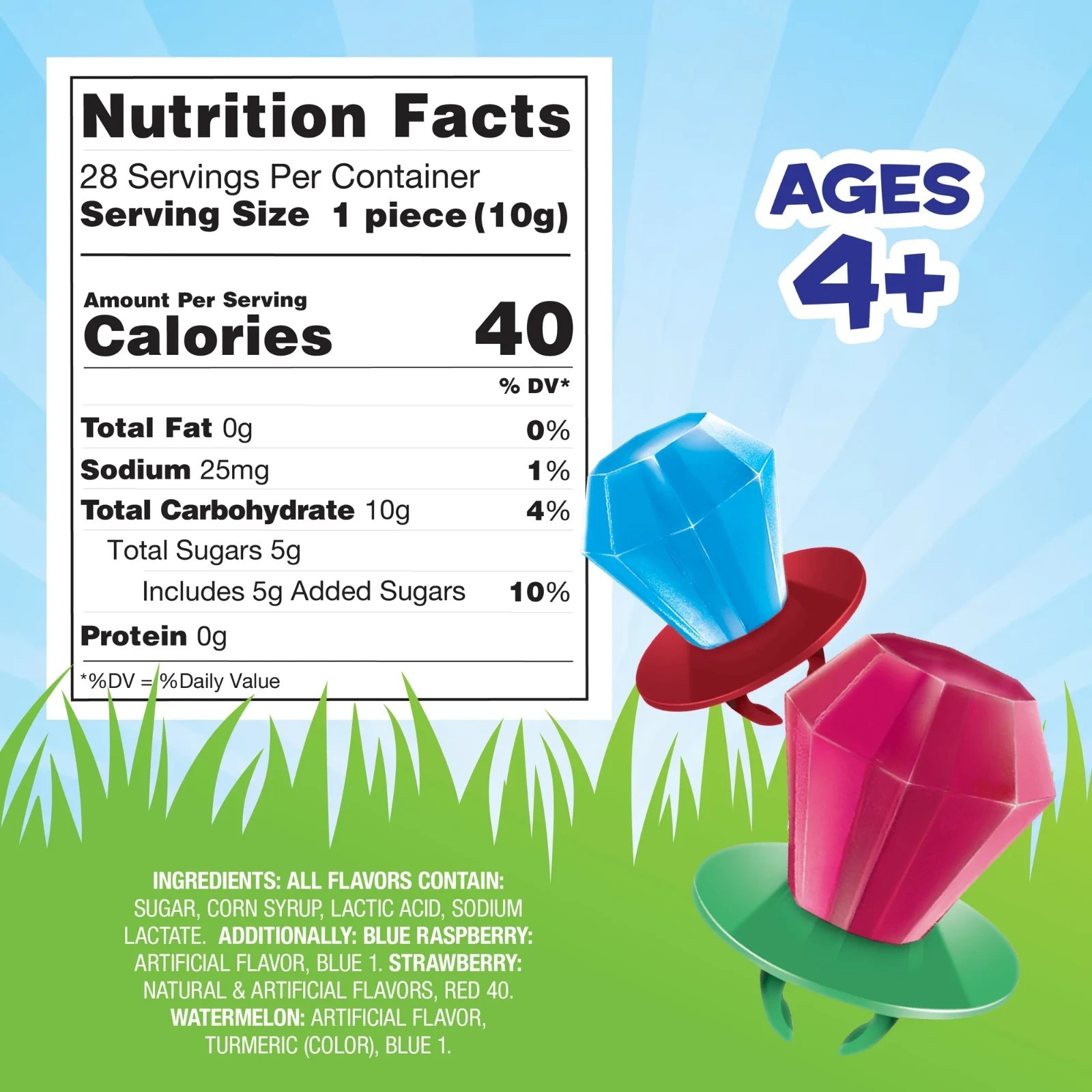 Ring Pop Easter Candy Lollipop Assorted Fruit Flavors, 28 Count Box thumbnail