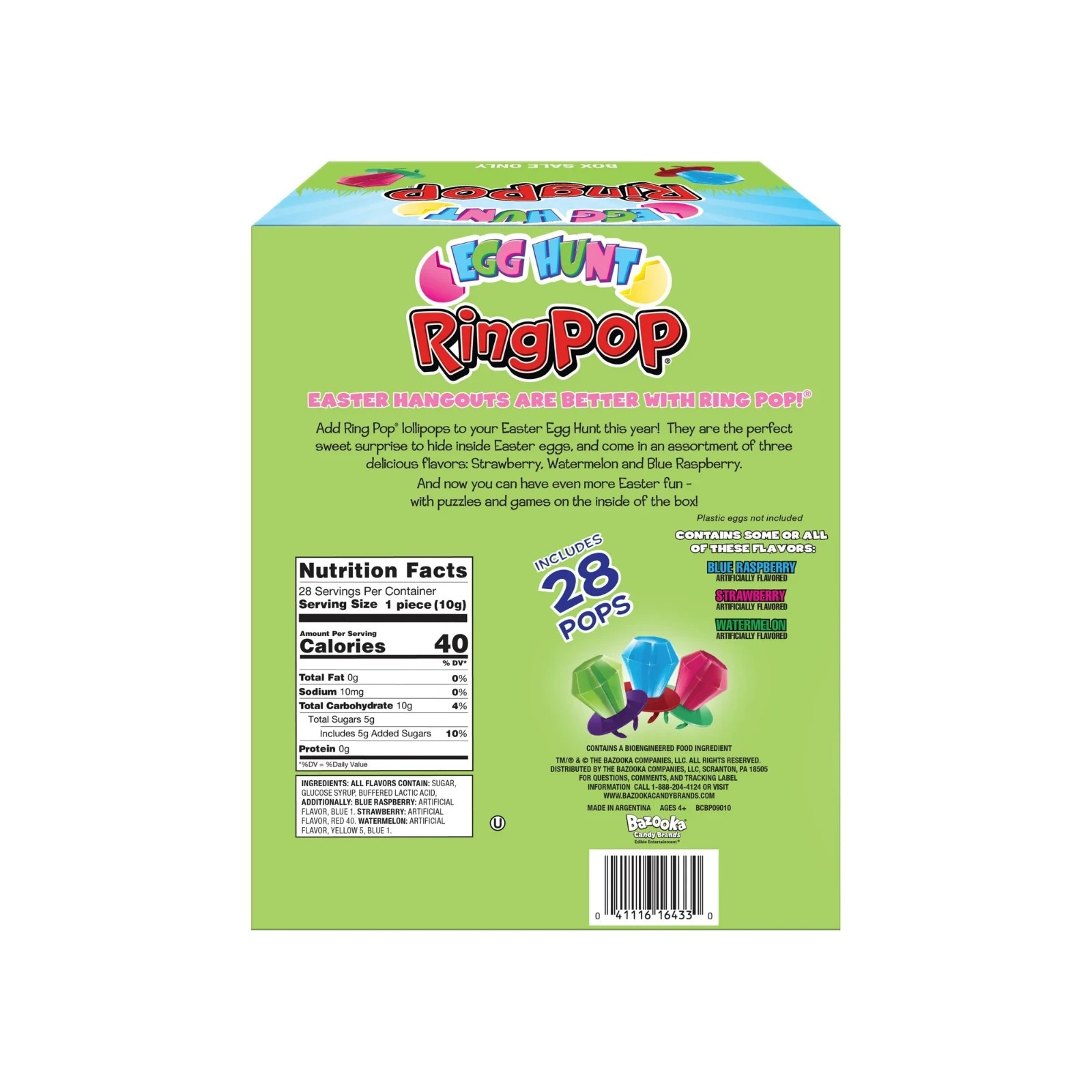 Ring Pop Easter Candy Lollipop Assorted Fruit Flavors, 28 Count Box thumbnail