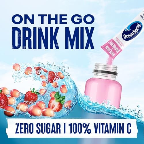 Ocean Spray® White Cran-Strawberry™ Zero Sugar Powder Drink Mix Packets with Real Cranberry Juice Powder, 100% Vitamin C, No Synthetic Dyes, Juicy  thumbnail