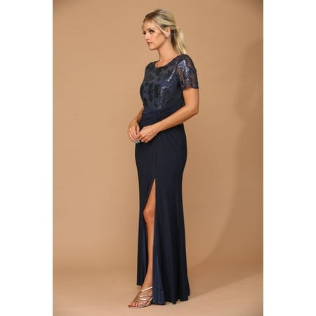 Women S Eva USA 3439 Long Formal Mother of Groom Evening Elegant Dress Navy Blue 4XL