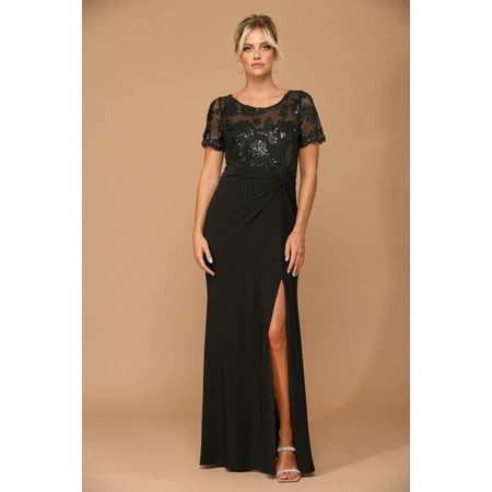 Women S Eva USA 3439 Long Formal Mother of Groom Evening Elegant Dress Black L
