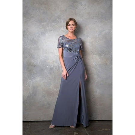 Women S Eva USA 3439 Long Formal Mother of Groom Evening Elegant Dress Charcoal 3XL