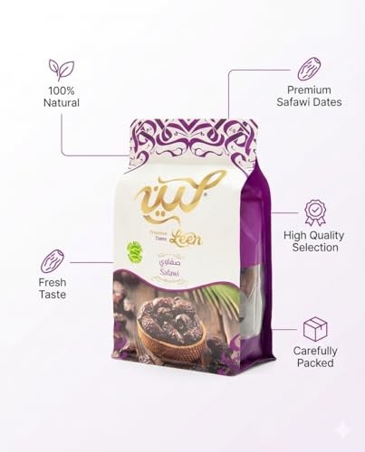 LEEN Safawi Dates Premium, 100% Natural & Hand-Picked Resealable Zipper Pouch | Soft, Naturally Sweet & Melt-in-Mouth | Authentic Dates from Al-Madina thumbnail