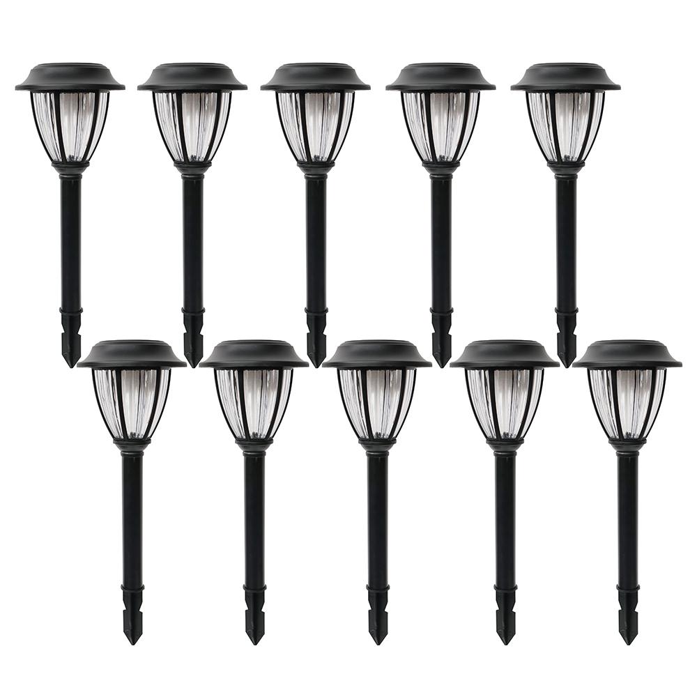 Hampton Bay Solar 15 Lumens Black Outdoor Integrated LED Path Light (10-Pack); Weather/Water/Rust Resistant