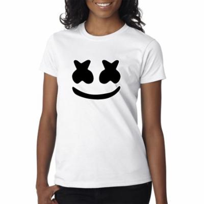 Trendy USA 1136 - Women's T-Shirt Marshmello DJ Smiley Face 2XL White