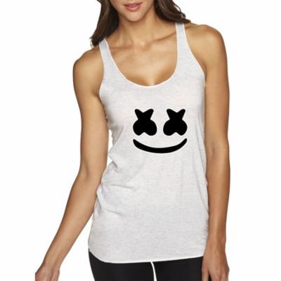 Trendy USA 1136 - Women's Tank-Top Marshmello DJ Smiley Face XS White