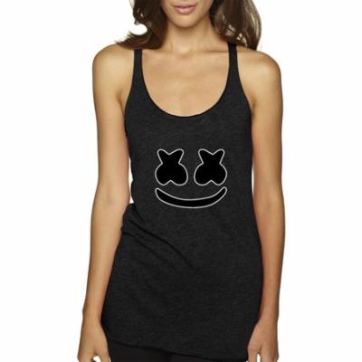 Trendy USA 1136 - Women's Tank-Top Marshmello DJ Smiley Face Large Black