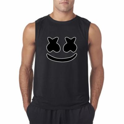 Trendy USA 1136 - Men's Sleeveless Marshmello DJ Smiley Face XL Black