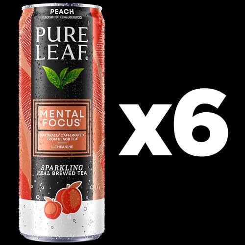 Pure Leaf Mental Focus Sparkling Real Brewed Iced Tea, Peach, 12 Fl Oz Cans (6 Pack), Caffeine, L Theanine, Zero Sugar, Zero Calories thumbnail