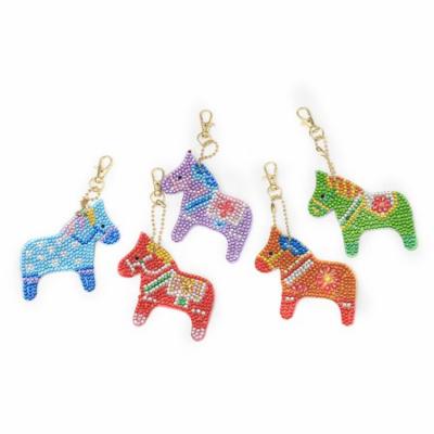 DIY Diamond Painting Keychain Pendant Multi-color Horse Key Ring Full Drill Special Shape Diamond Painting Kits for Handbag Shoulder Bag Backpack Pend