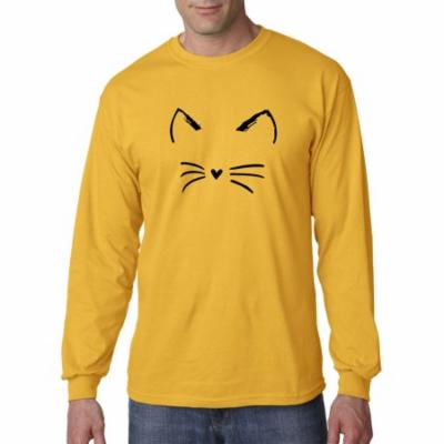 New Way 1128 - Unisex Long-Sleeve T-Shirt Cat Whiskers Silhouette Heart Nose Small Gold