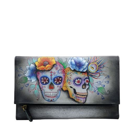 Anuschka Hand Painted Leather Womens Three FOLD Clutch One Size
