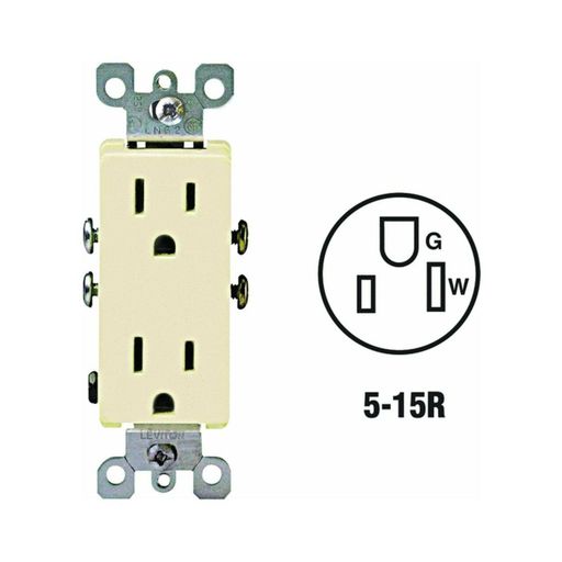 Leviton 5325-ISP, 15A-125V Grounding Outlet, Ivory - Lot of 2