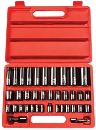 TEKTON 6 Point Impact Socket Metric SAE Hand Tool Automotive Repair 38 Piece Set