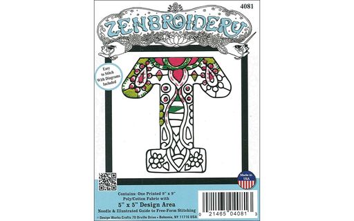 Design Works Crafts 4081 Design Works Zenbroidery Fabric 5x5 Letter T