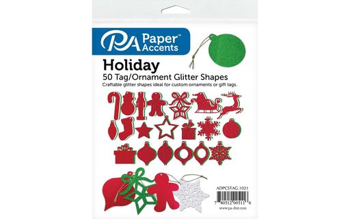 Paper Accents Adpcstag.1021 Adpcstag 1021 Glitter Shape Tags 50pc Ornaments a.