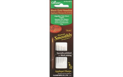 Clover 4973 Hand Needle Black Gold Applique 9 10 12