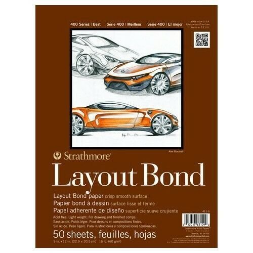 Strathmore / Pacon Papers 41119 Layout Bond Pad Tape Top Rough 50 Sheets 16lb.
