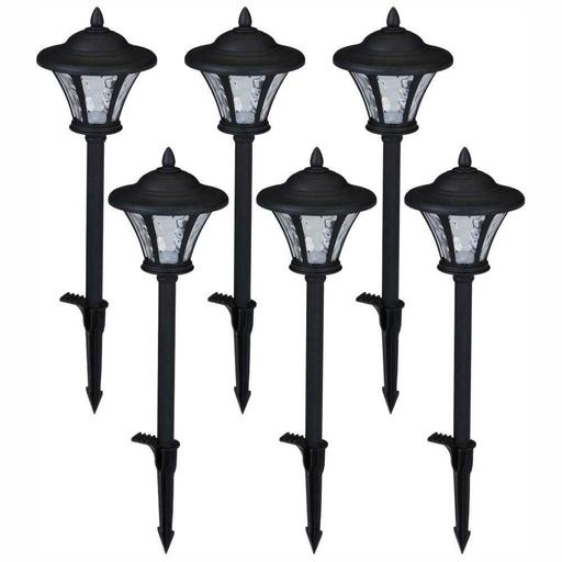 Hampton Bay Landscape Path Light Outdoor Integrated LED Water Glass Black 6 Pack
