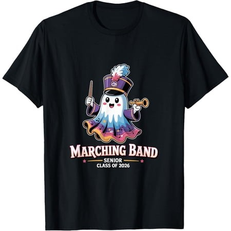 Marching Band Trumpet Senior Class 2026 Cute Ghost T-Shirt All Size S-5Xl