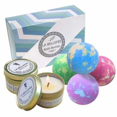 LA BELLEFÉE Bath Bombs Gift Set  Perfect for Bubble Bath Fizzy Spa to Moisturize Dry Skin. Gift Ideas for Women  Lovers  Girlfriend (4 X 4.1 Oz Bath 