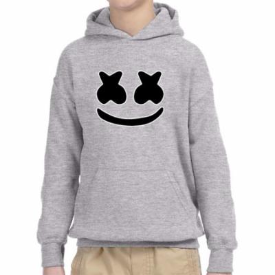 Trendy USA 1136 - Youth Hoodie Marshmello DJ Smiley Face Unisex Pullover Sweatshirt Medium Heather Grey