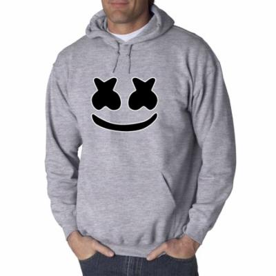 Trendy USA 1136 - Adult Hoodie Marshmello DJ Smiley Face Sweatshirt 2XL Heather Grey