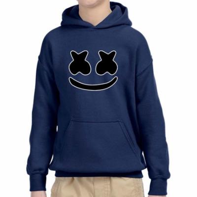 Trendy USA 1136 - Youth Hoodie Marshmello DJ Smiley Face Unisex Pullover Sweatshirt Large Navy