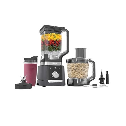 Ninja Deluxe Kitchen System, 1600 Watts, Auto-iQ Technology, 2.6L Pitcher, 2.1L Food Processor, 710ml Single-Serve Cup, 7 Preset Programs, Smoothie Ma