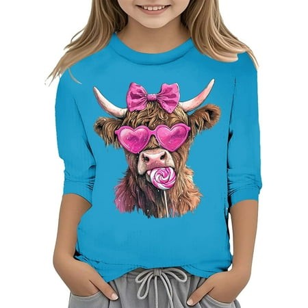 WhouRiu Big Girl S Sweatshirt Valentine S Day Buffalo Print Long Sleeve Top Kids Loose Cozy Soft Casual Sweatshirt Blue Size 9-10