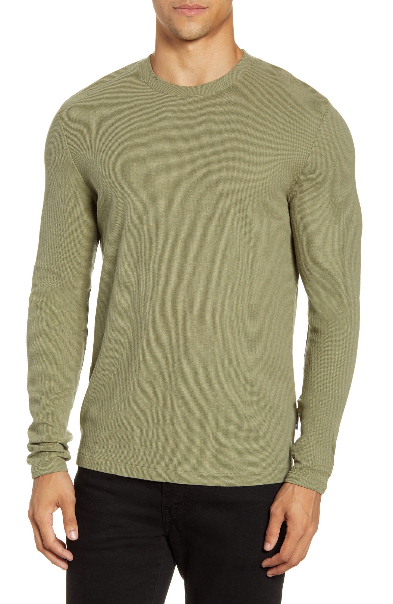 Men's Nn07 Clive 3323 Slim Fit Long Sleeve T-Shirt, Size Medium - Green