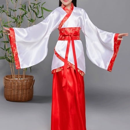 Conairie Hanfu Dress Suit for Boys Girls Chinese Traditional Wide Sleeves Tai Chi Uniform Kids Party Dress Performance Clothing Red 15-16 Y