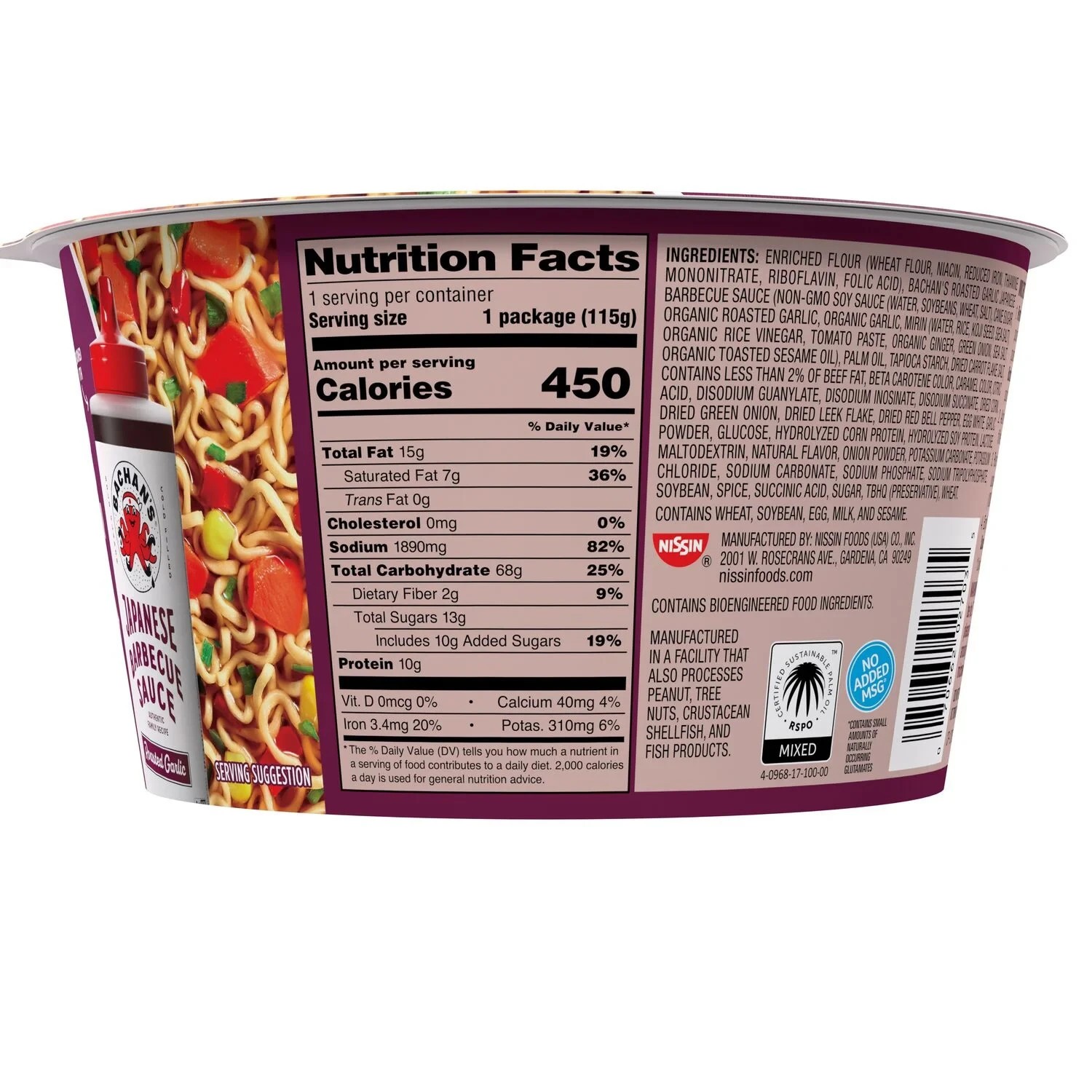 Nissin Top Ramen Bachan’s BBQ Beef Roasted Garlic Ramen Noodle Soup, 4.06 Oz thumbnail