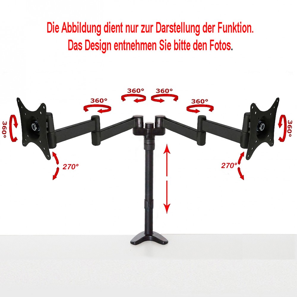 Monitor Tischhalterung Halterung Für 2 TV PC Monitore Schwenkbar 360°