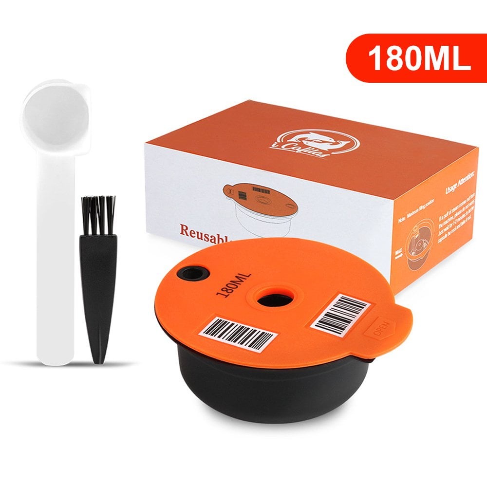 Generic 180ml Reusable Coffee Capsule for -S Tassimo Machines with Detachable Filter Net Coffee Capsule Pod Anti-Slip Coffee Pods with Readable Barcod